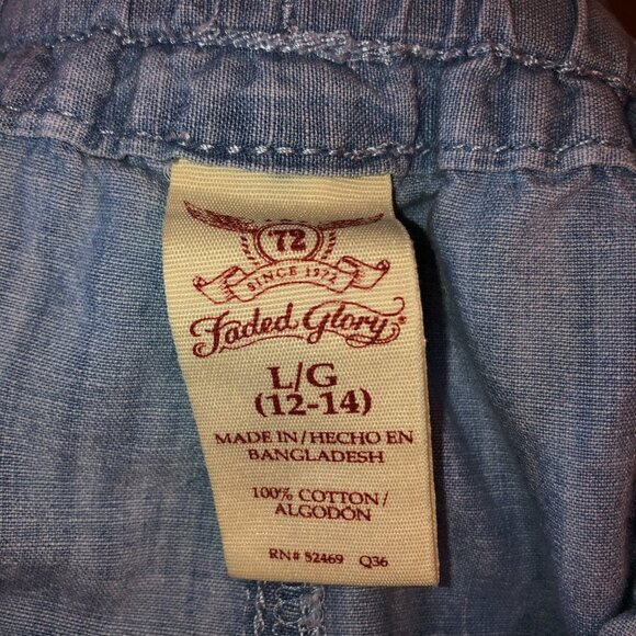 Faded Glory Womens Large Blue Straight Leg Pockets Pull On Chambray Pants Sz L - Picture 7 of 8